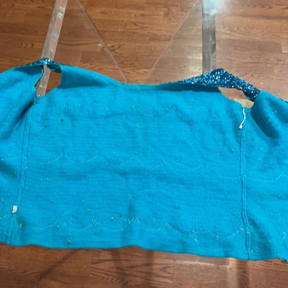 Turquoise Hand Beaded Wool Top from Japan - Picture 5 of 7